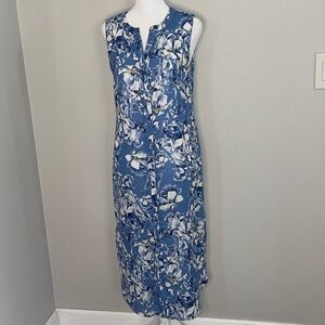 Rose & Olive Cornflower Blue Floral Maxi Dress Medium